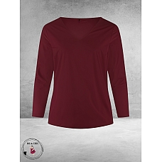 PLUS BASICS Shirt Tee V Slim Langmouw Berry